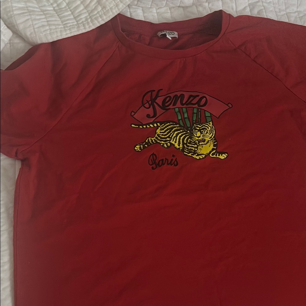 Kenzo Red Tee with Tiger Design